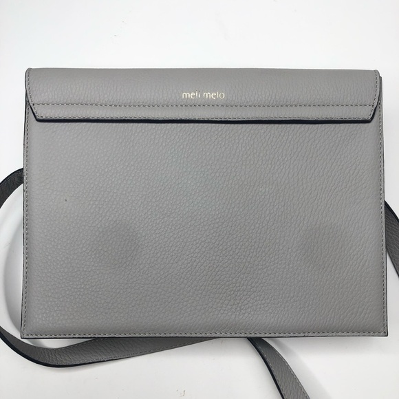 Rare Meli Melo Thela Prep Spex Pebbled Leather Light Stone Grey Shoulder Purse - Picture 5 of 16